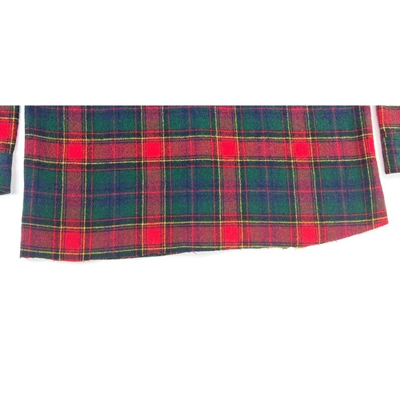 Vintage Woolrich Tweed Button Up Shirt Elbow Patches Tartan Plaid USA Mens M - Picture 10 of 12